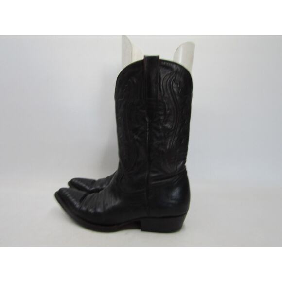 MONTANA Mens Size 9.5 E Black Leather Lizard Skin Cowboy Western Boots